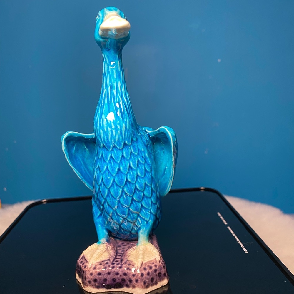 Chinese Turquoise Blue Glazed Porcelain Duck
